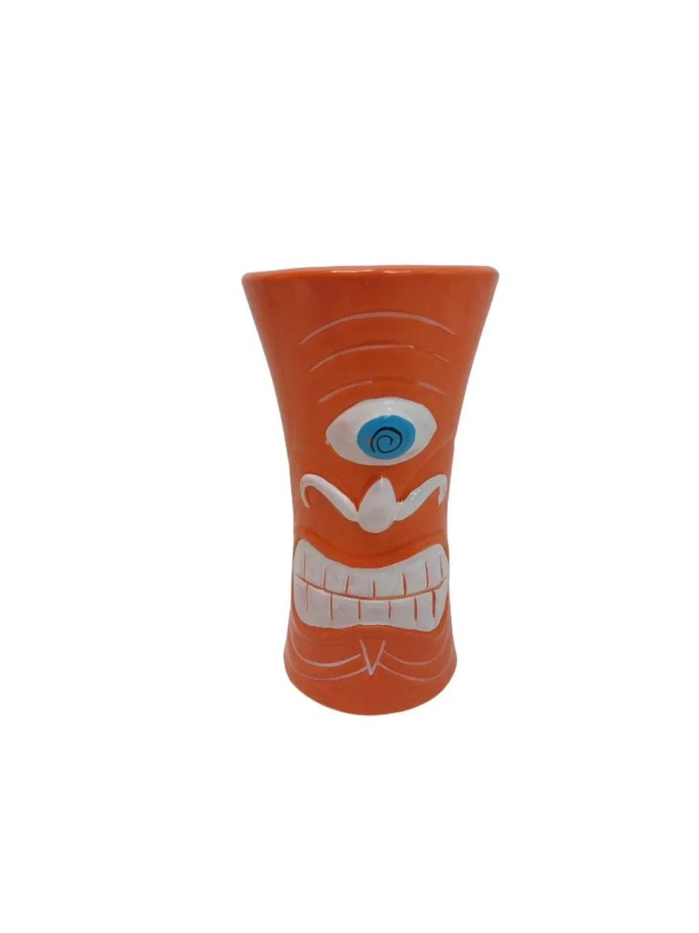 Retro Orange Ceramic Cyclops Tiki Bar Mug Hawaii Polynesian